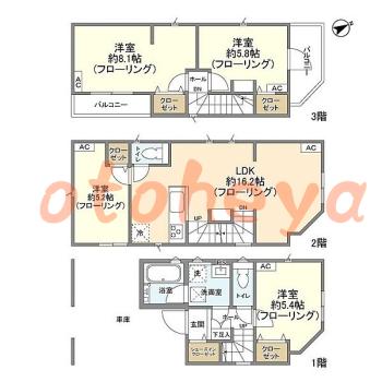 楽器ピアノ可相談 の 賃貸物件 4LDK 23.2万円の図面１