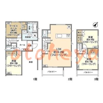 楽器ピアノ可相談 の 賃貸物件 3SLDK 25.2万円の図面１