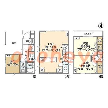 楽器ピアノ可相談 の 賃貸物件 2SLDK 18.1万円の図面１