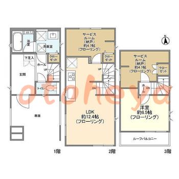 楽器ピアノ可相談 の 賃貸物件 1SLDK 18.9万円の図面１