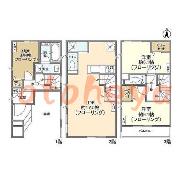 楽器ピアノ可相談 の 賃貸物件 2SLDK 20.7万円の図面１