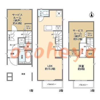 楽器ピアノ可相談 の 賃貸物件 1SLDK 20.9万円の図面１