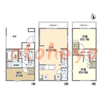 楽器ピアノ可相談 の 賃貸物件 2SLDK 20.9万円の図面１