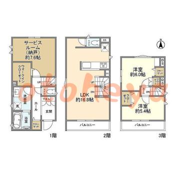 楽器ピアノ可相談 の 賃貸物件 2SLDK 18.2万円の図面１