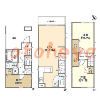 楽器ピアノ可相談 の 賃貸物件 2SLDK 19.8万円の図面１
