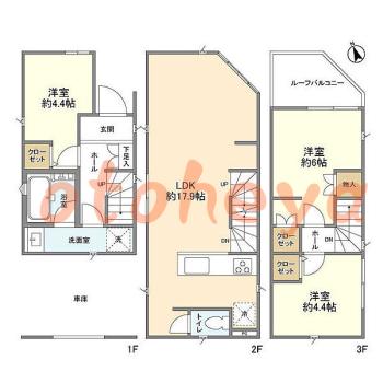 楽器ピアノ可相談 の 賃貸物件 3LDK 19.8万円の図面１