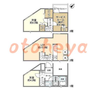 楽器ピアノ可相談 の 賃貸物件 2SLDK 17.8万円の図面１
