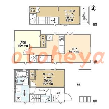 楽器ピアノ可相談 の 賃貸物件 1SLDK 24.8万円の図面１