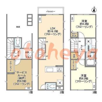 楽器ピアノ可相談 の 賃貸物件 2SLDK 19.4万円の図面１