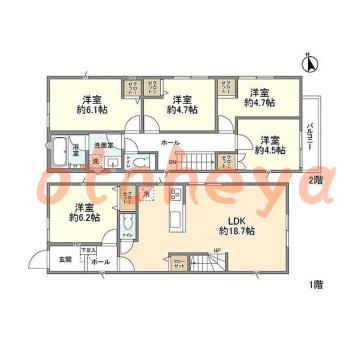 楽器ピアノ可相談 の 賃貸物件 5LDK 21.8万円の図面１