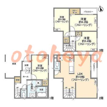 楽器ピアノ可相談 の 賃貸物件 4LDK 20.9万円の図面１