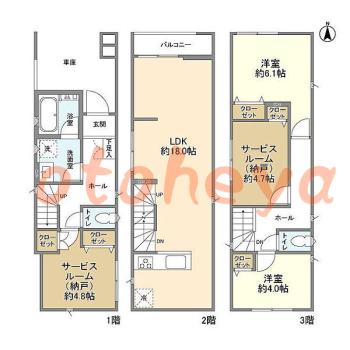 楽器ピアノ可相談 の 賃貸物件 2SLDK 21.6万円の図面１