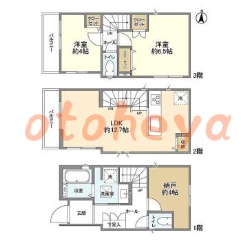 楽器ピアノ可相談 の 賃貸物件 2SLDK 17.9万円の図面１