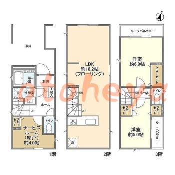 楽器ピアノ可相談 の 賃貸物件 2SLDK 18.9万円の図面１