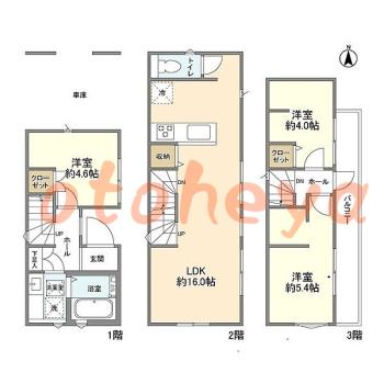 楽器ピアノ可相談 の 賃貸物件 3LDK 20.9万円の図面１