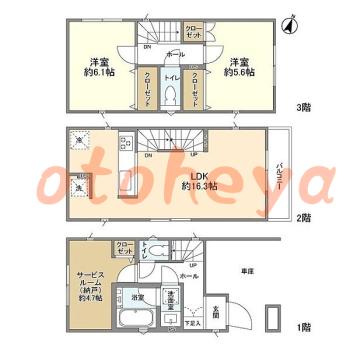 楽器ピアノ可相談 の 賃貸物件 2SLDK 21.2万円の図面１