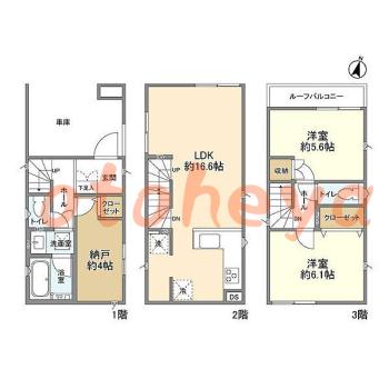 楽器ピアノ可相談 の 賃貸物件 2SLDK 20.3万円の図面１