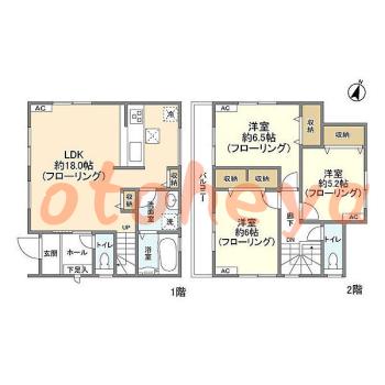 楽器ピアノ可相談 の 賃貸物件 3LDK 19.5万円の図面１