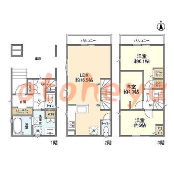 楽器ピアノ可相談 の 賃貸物件 3LDK 18万円の図面１