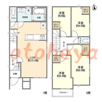 楽器ピアノ可相談 の 賃貸物件 4LDK 18.4万円の図面１