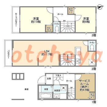 楽器ピアノ可相談 の 賃貸物件 2SLDK 20.2万円の図面１