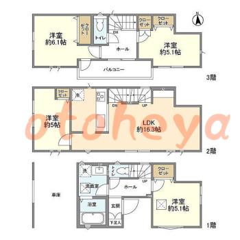 楽器ピアノ可相談 の 賃貸物件 4LDK 23.6万円の図面１