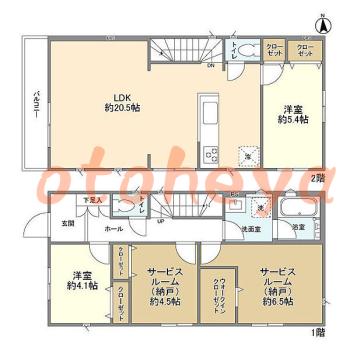 楽器ピアノ可相談 の 賃貸物件 2SLDK 35.3万円の図面１