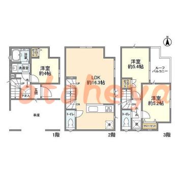 楽器ピアノ可相談 の 賃貸物件 3LDK 19.2万円の図面１