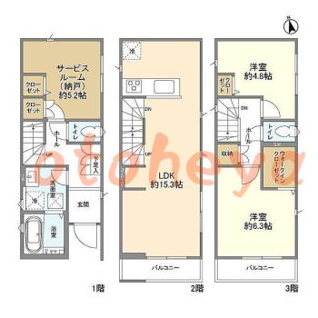 楽器ピアノ可相談 の 賃貸物件 2SLDK 20.9万円の図面１