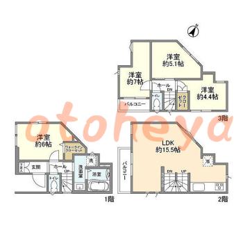楽器ピアノ可相談 の 賃貸物件 4LDK 17.3万円の図面１