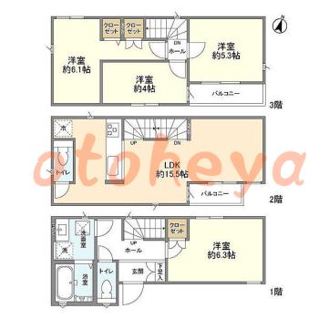 楽器ピアノ可相談 の 賃貸物件 4LDK 16.9万円の図面１