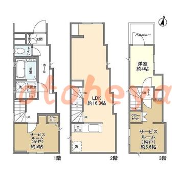 楽器ピアノ可相談 の 賃貸物件 1SLDK 26.4万円の図面１