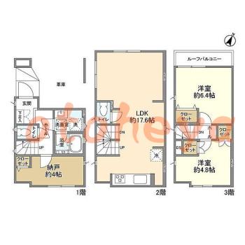 楽器ピアノ可相談 の 賃貸物件 2SLDK 23.6万円の図面１