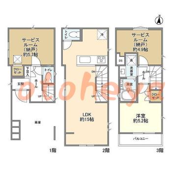 楽器ピアノ可相談 の 賃貸物件 1SLDK 17.5万円の図面１