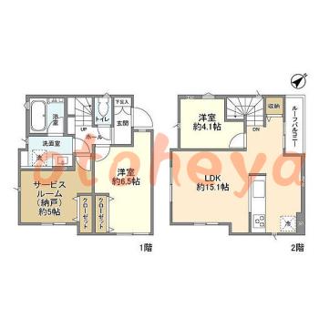 楽器ピアノ可相談 の 賃貸物件 2SLDK 23.2万円の図面１
