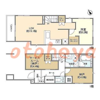 楽器ピアノ可相談 の 賃貸物件 1SLDK 23.7万円の図面１