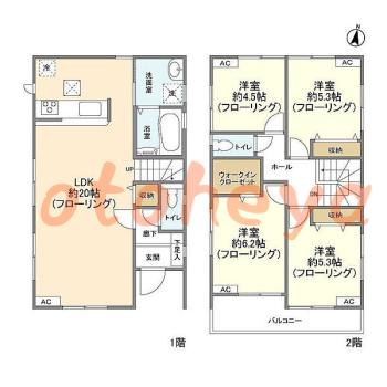楽器ピアノ可相談 の 賃貸物件 4LDK 18万円の図面１