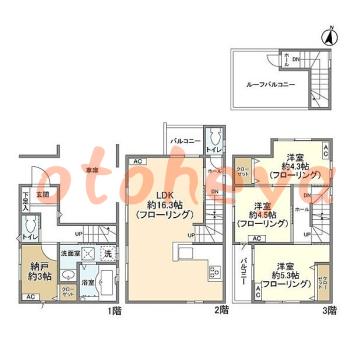 楽器ピアノ可相談 の 賃貸物件 3SLDK 21.9万円の図面１