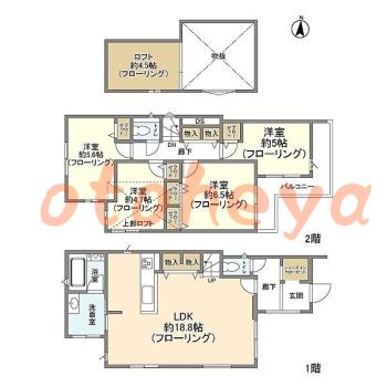 楽器ピアノ可相談 の 賃貸物件 4LDK 19.2万円の図面１
