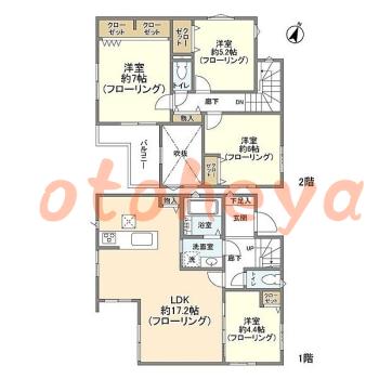 楽器ピアノ可相談 の 賃貸物件 4LDK 19万円の図面１