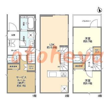 楽器ピアノ可相談 の 賃貸物件 2SLDK 18.3万円の図面１