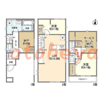 楽器ピアノ可相談 の 賃貸物件 2SLDK 20.9万円の図面１