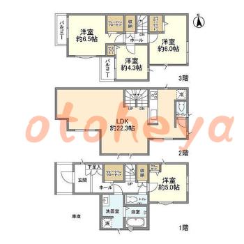 楽器ピアノ可相談 の 賃貸物件 4LDK 16.9万円の図面１