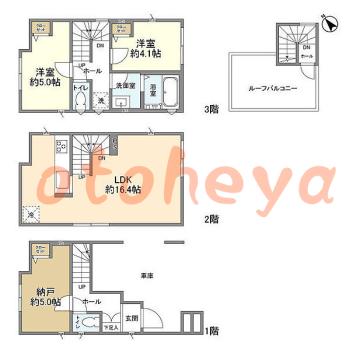 楽器ピアノ可相談 の 賃貸物件 2SLDK 17.6万円の図面１