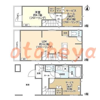楽器ピアノ可相談 の 賃貸物件 1SLDK 29.8万円の図面１