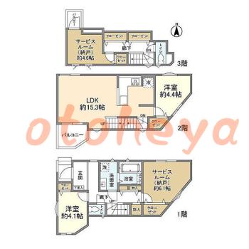 楽器ピアノ可相談 の 賃貸物件 2SLDK 27.5万円の図面１