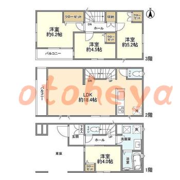 楽器ピアノ可相談 の 賃貸物件 4LDK 21万円の図面１