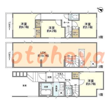 楽器ピアノ可相談 の 賃貸物件 4LDK 18万円の図面１