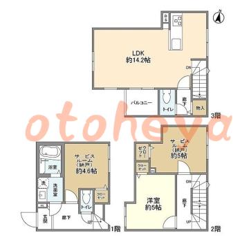 楽器ピアノ可相談 の 賃貸物件 1SLDK 16.3万円の図面１