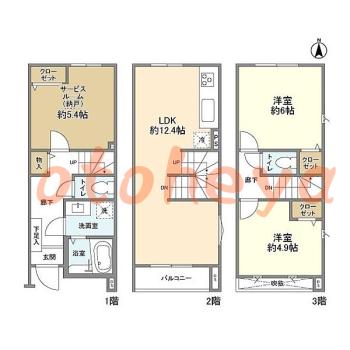 楽器ピアノ可相談 の 賃貸物件 2SLDK 17.1万円の図面１